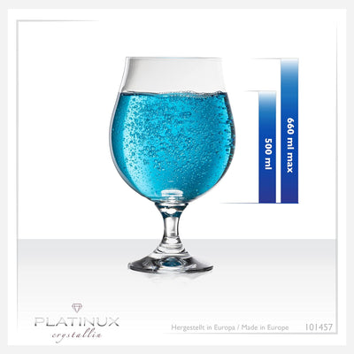 PLATINUX Bierpokale 500ml (max. 660ml) Set 6-Teilig Biergläser aus Crystalline Glas Bierkelche Biert
