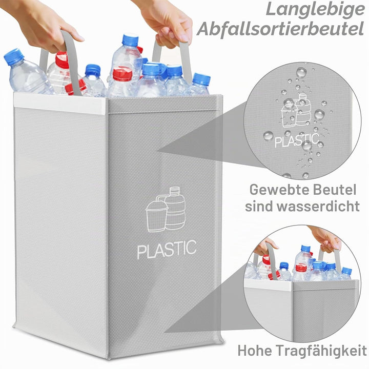 Mülltrennsystem 3fach für Papier Kunststoff und Leergut Abstellraum Ordnungssystem Recycling Mülltre