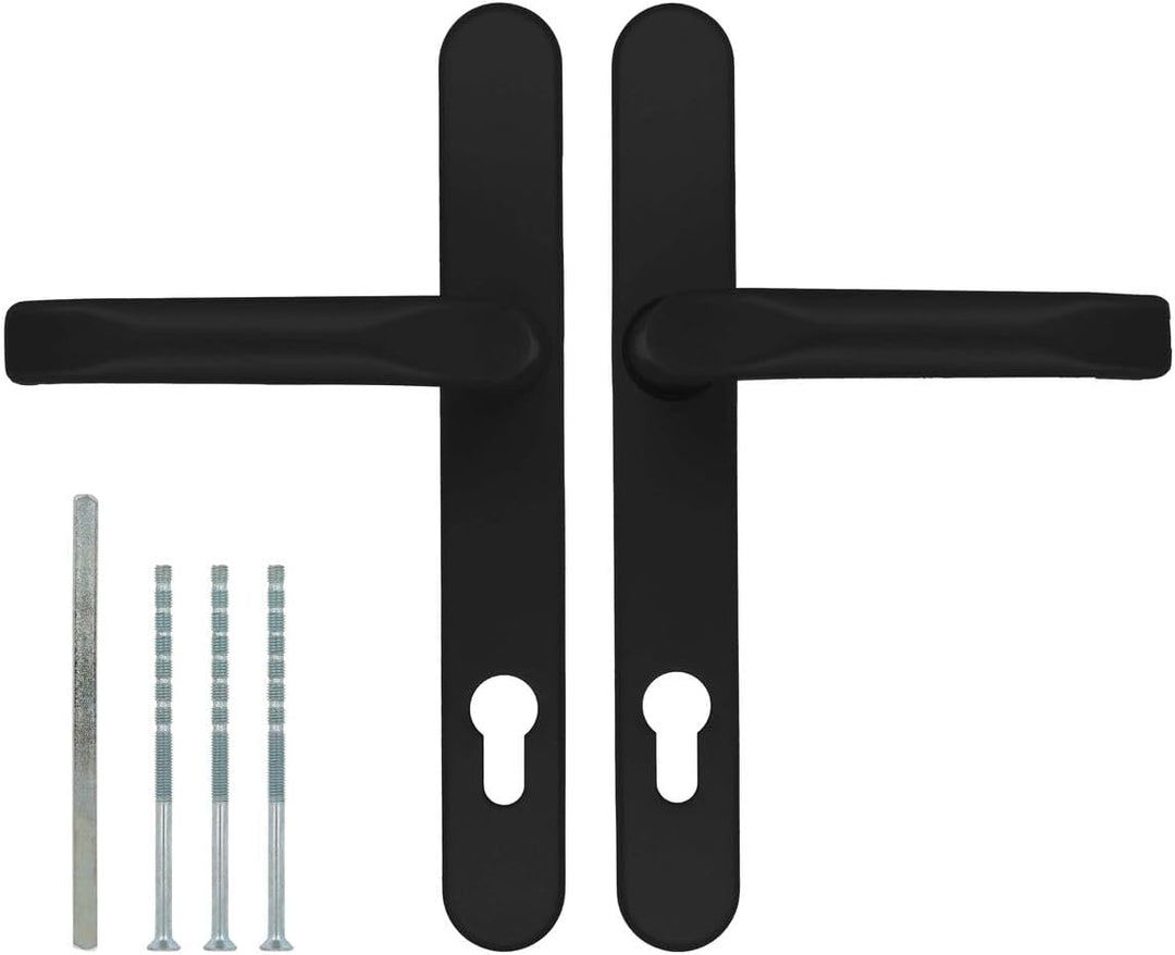 Premium Drückergarnitur Saturn DHS 92mm - Oval - Griff-Griff, Farbe:Schwarz RAL 9005, Schildbreite:5