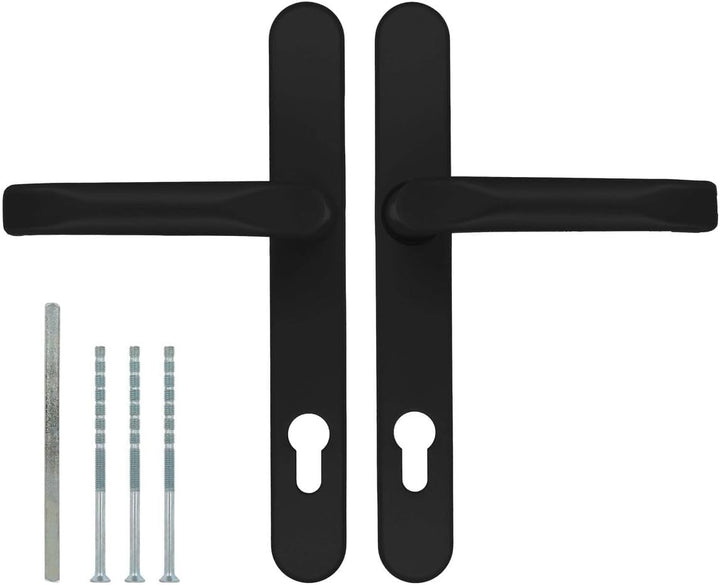 Premium Drückergarnitur Saturn DHS 92mm - Oval - Griff-Griff, Farbe:Schwarz RAL 9005, Schildbreite:5