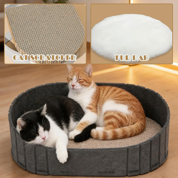 LUPATDY Katzenbett, Filz Katzenkorb Indoor, Grosses Katzensofa 60 x33.5 cm, Hundebett aus Filz, Kusc