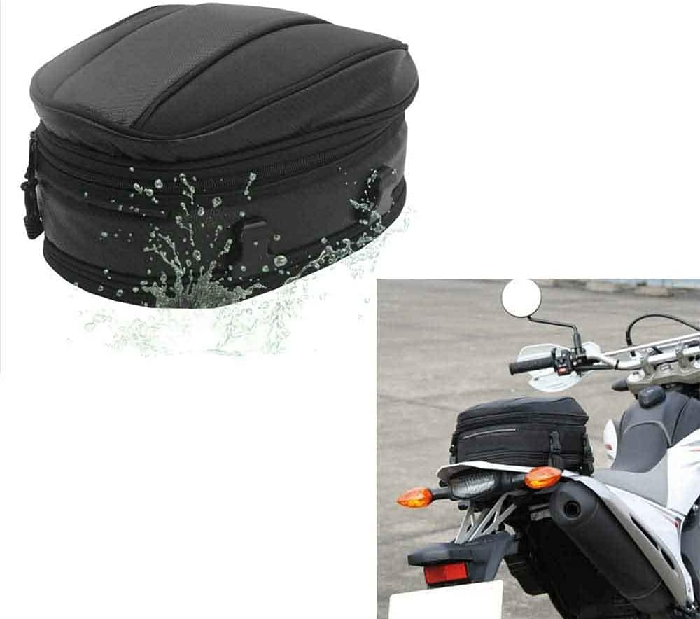 Motorrad Rücksitz Tail Pack Tasche Wasserdicht Leder Erweiterbar Gepäcktasche PU 7.5-10L Kapazität f