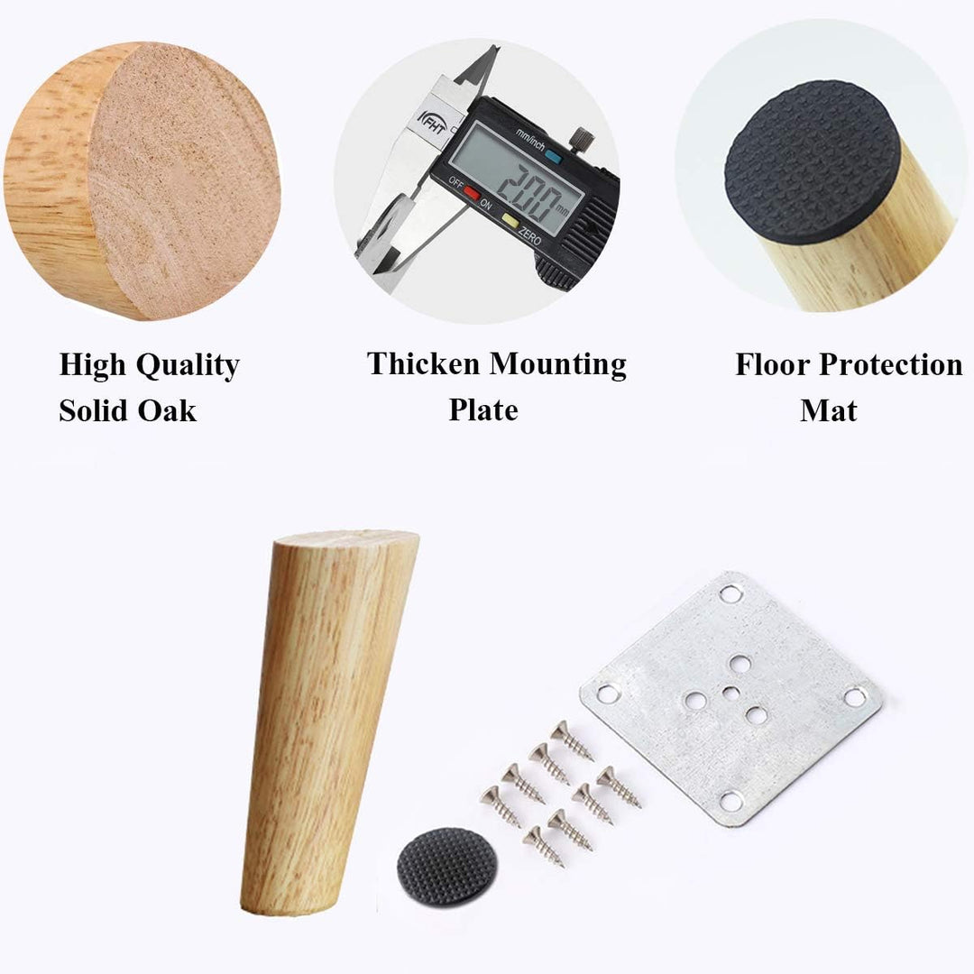 Drenky 4 Stück 25cm Möbelfüsse Holz Rund Möbelfüsse Holz Schräg Dunkel Tischbeine Holz Schrankbeine