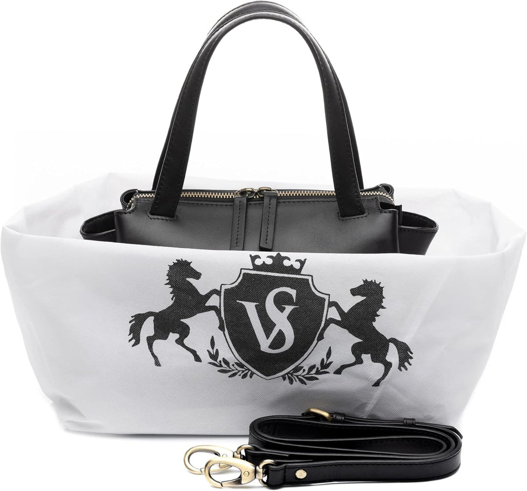 SID & VAIN Handtasche mit Schultergurt ATLANTA aus Premium Leder I Henkeltasche klein für Damen I Um