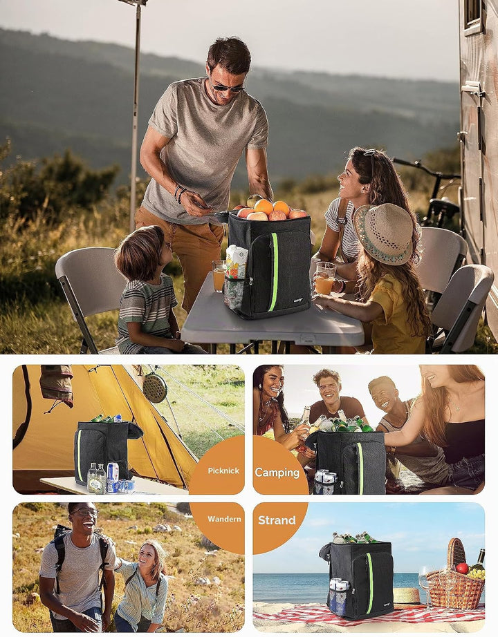 besrey Thermo-Rucksack, 30 l, Thermo-Rucksack, isoliert, hält Lebensmittel warm oder kalt, für Campi