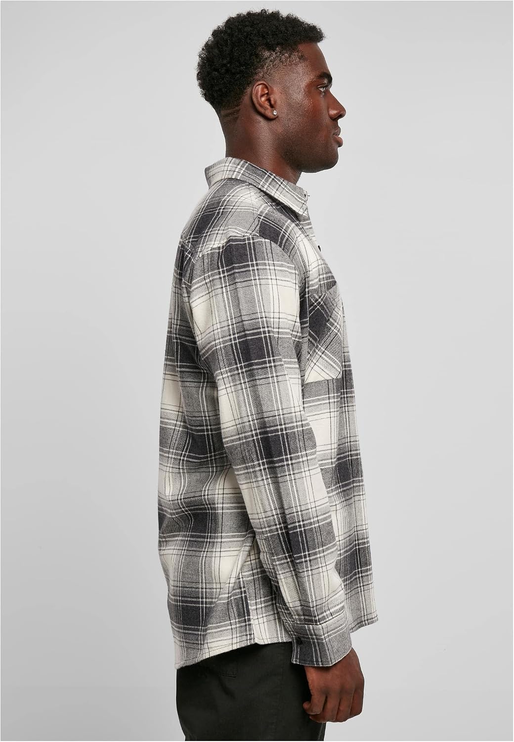 Urban Classics Herren Mock Check Shirt, legeres Hemd für Männer mit Brusttasche und überschnitten Sc