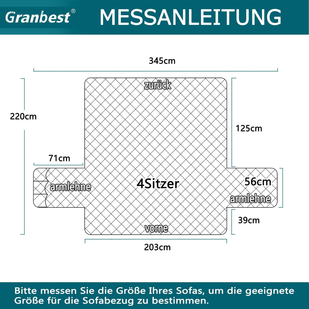 Granbest wasserdichte Überdimensioniert Sofabezug 4-Sitzer rutschfeste Couchbezug mit Elastischen Ri