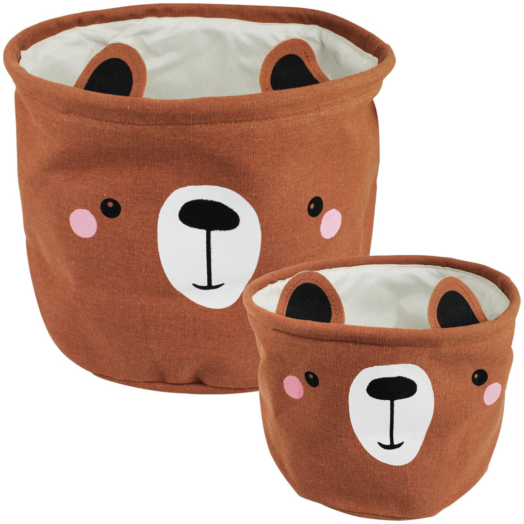 2er Set Aufbewahrungskorb mit Motivwahl Tiere Bär Löwe Koala Kinder (Bär)