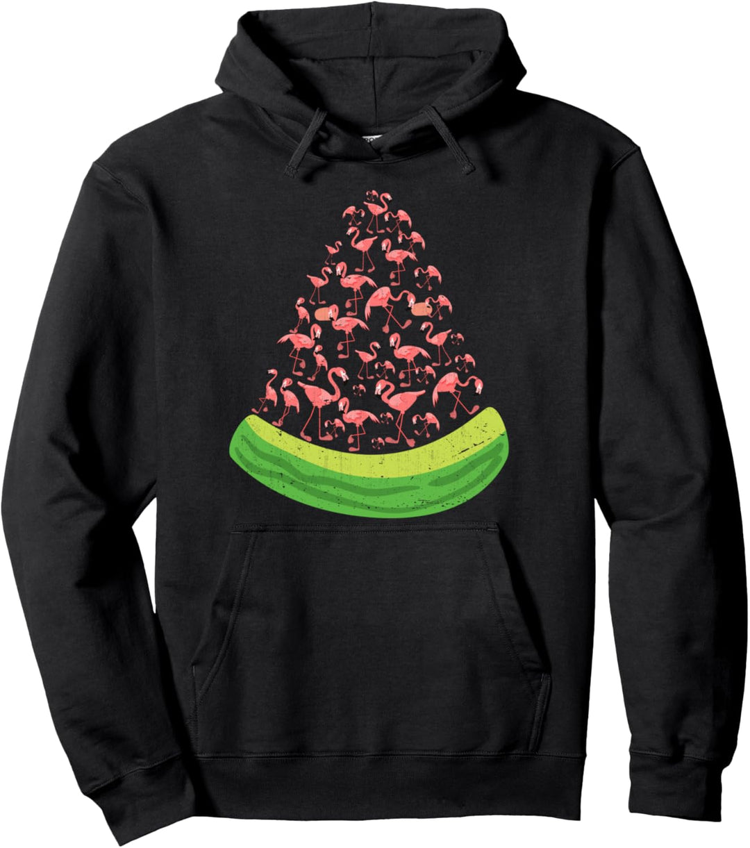 Wassermelone Exotischer Vogel Zoo Tier Rosa Flamingo Pullover Hoodie