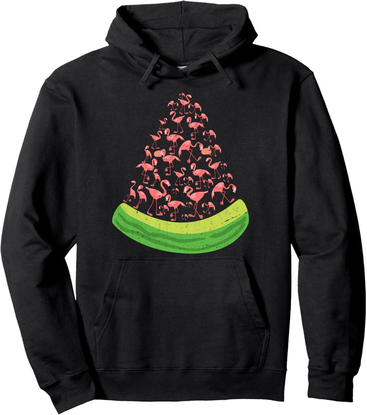 Wassermelone Exotischer Vogel Zoo Tier Rosa Flamingo Pullover Hoodie