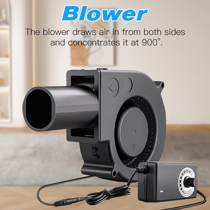 NAVESO Radiallüfter 12V, Gebläse Lüfter 12V mit 220V Drehzahlregler und Luftauslass, 97mm Turbinenge