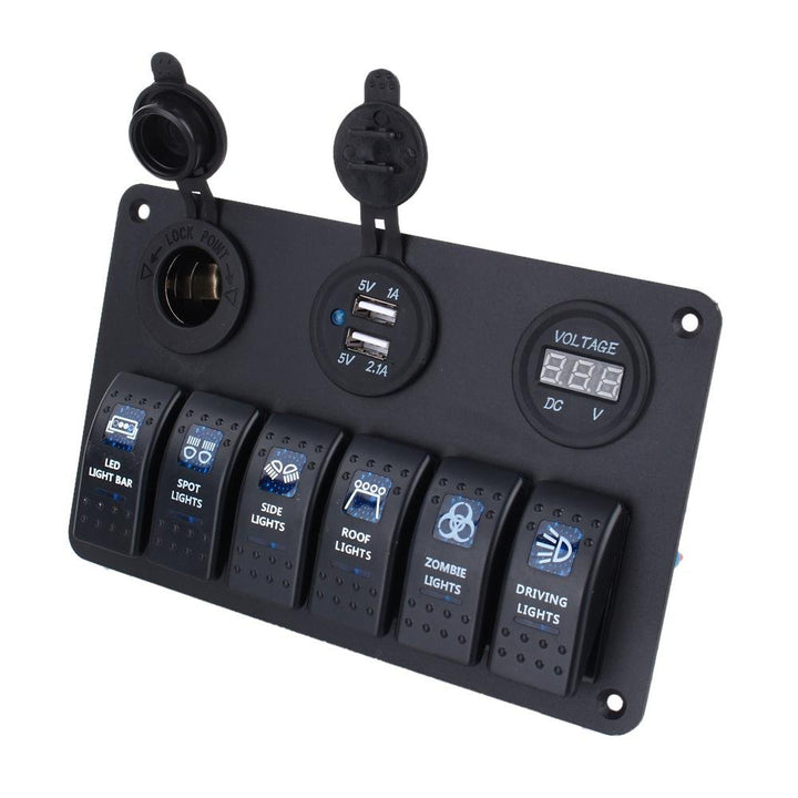 Wasserdichtes Marine-Panel mit 6 Tasten, wasserdicht, LED-Kippschalter, 12-24 V, für Auto, Wohnmobil