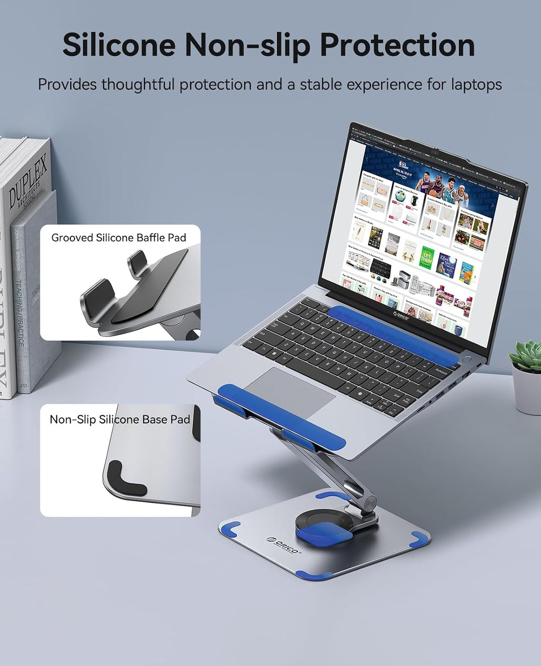 ORICO Laptop Ständer Höhenverstellbar mit 360° Drehsockel, Faltbarer Ergonomischer Notebook Ständer