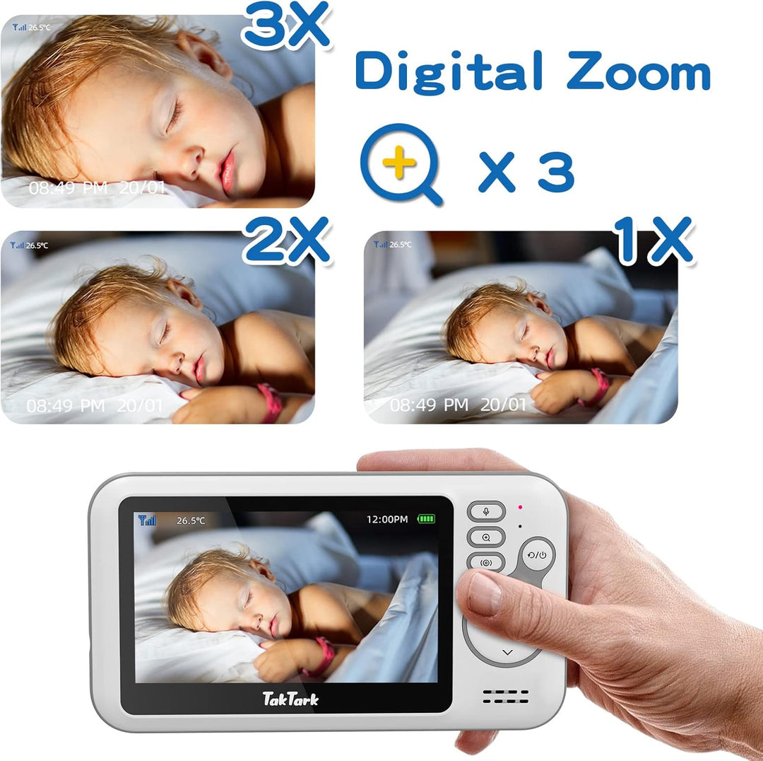 TakTark Babyphone mit Kamera, 4.3'' Video Baby Monitor, Babyphone Babyfon mit Kamera und Audio mit V