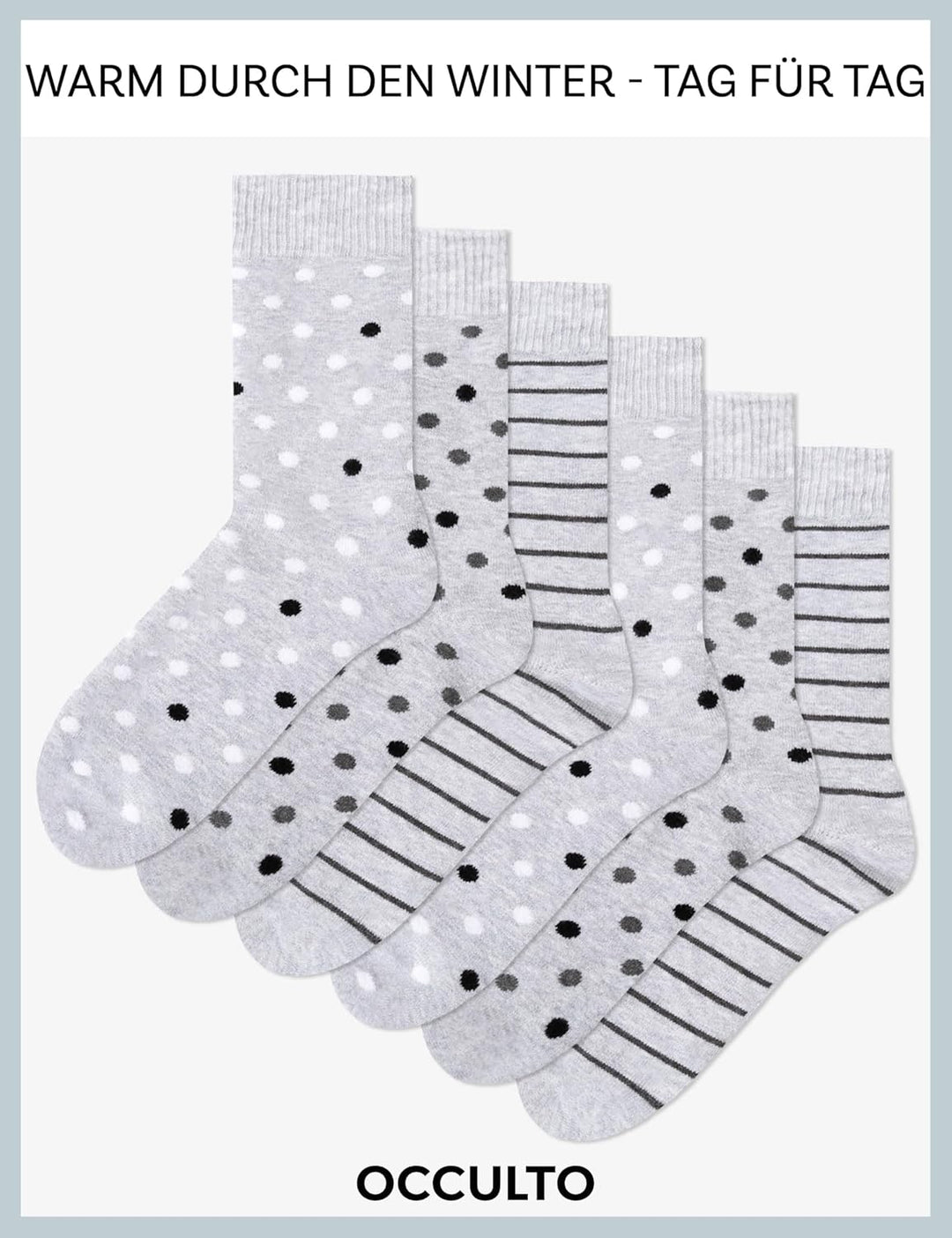 Occulto Damen Warme Thermosocken 6er Pack (Modell: Smilla) 39-42 Grau-punkte, 39-42 Grau-punkte