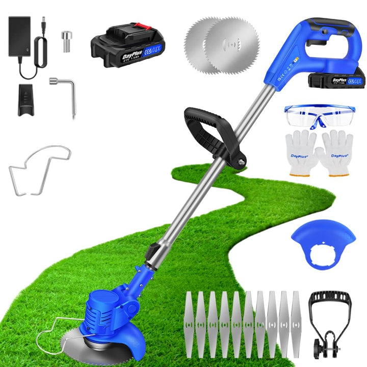 Qimu Akku Rasentrimmer 21V Elektrischer Rasentrimmer Elektro-Trimmer Elektrische Motorsense mit 1.5A