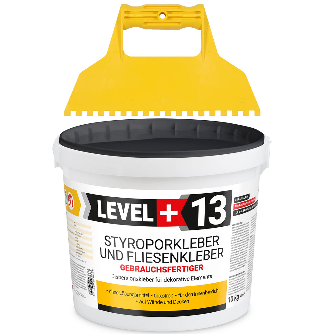 Styroporkleber 10kg + Kunstoffzahnspachtel, Korkkleber Renoviervlies Dispersionkleber Flisenkleber M