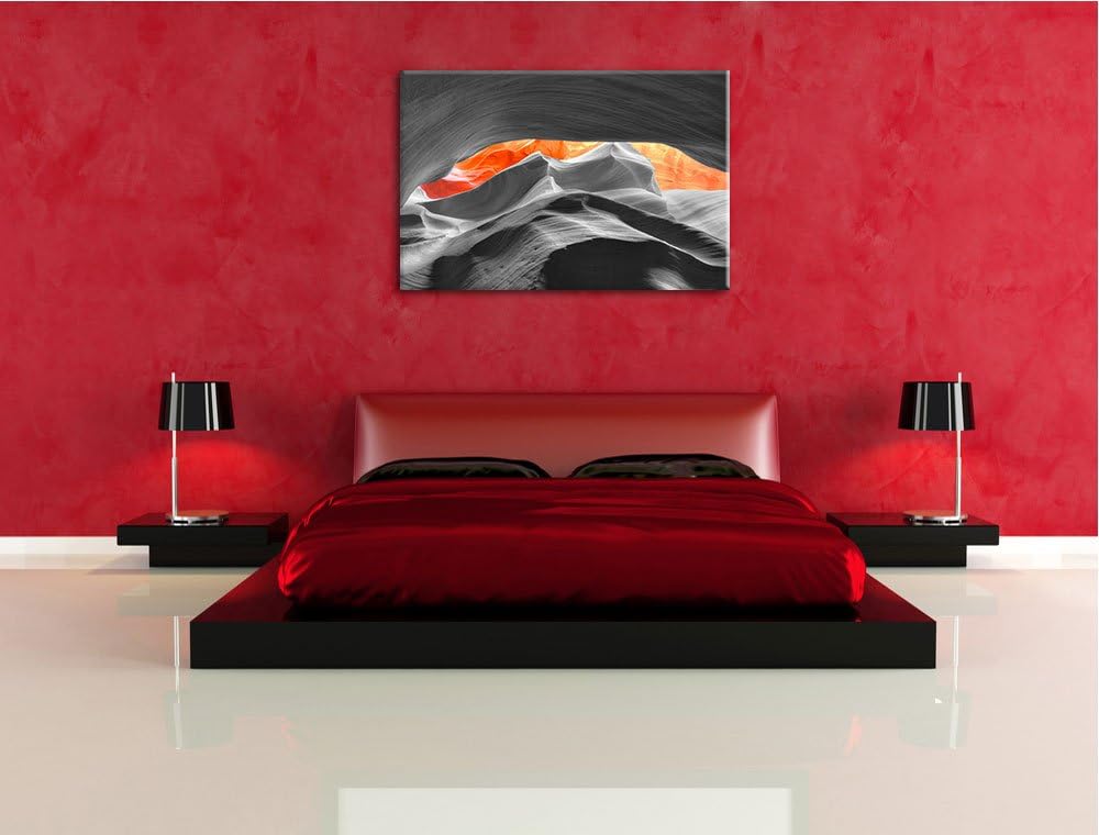 beeindruckender Antelope Canyon schwarz/weiss Format: 100x70 auf Leinwand, XXL riesige Bilder fertig