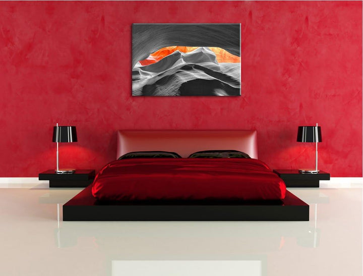 beeindruckender Antelope Canyon schwarz/weiss Format: 100x70 auf Leinwand, XXL riesige Bilder fertig