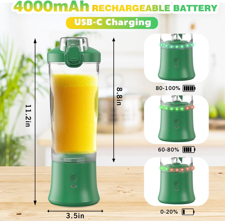 Tragbarer Mixer Smoothie Maker - 600ml Mini Standmixer to Go - 6 Klingen, Reisedeckel und Isolierte