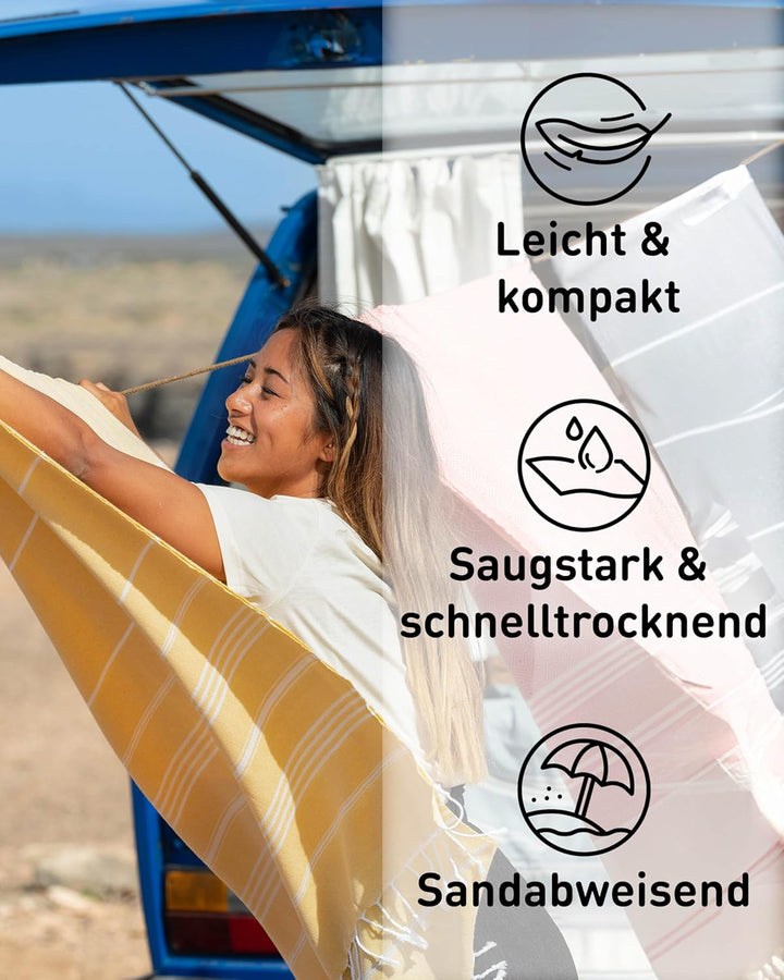 Fit-Flip Hamamtuch aus 100% Baumwolle – saugfähig und schnelltrocknend – türkisches Saunatuch, Stran