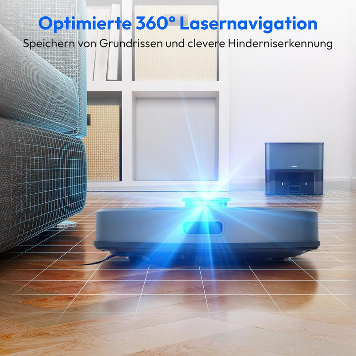 MEDION Saugroboter mit Absaugstation und Wischfunktion X23 SW+ (Lasernavigation, Starke 5000Pa Saugk