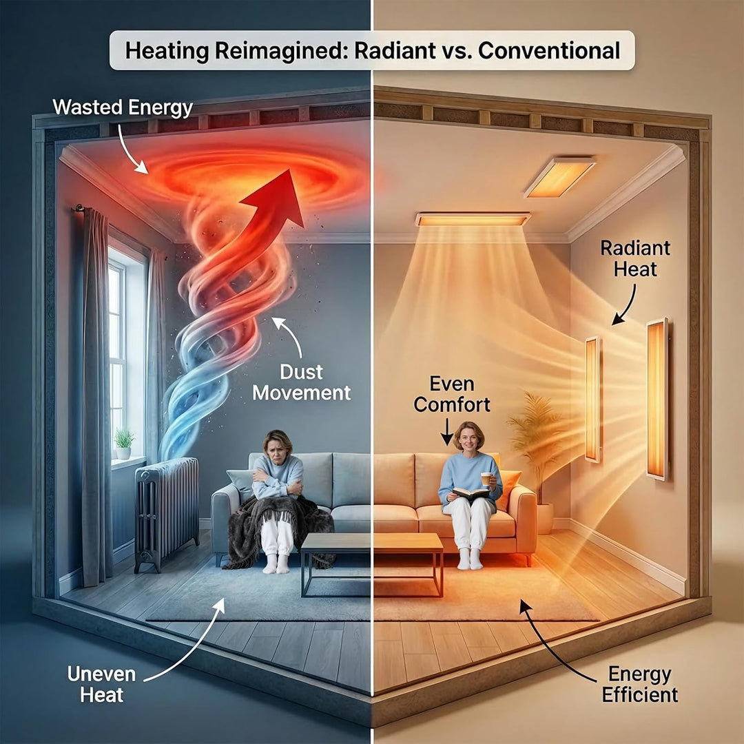 Hocosyme Infrarotheizung mit Thermostat 600 Watt, Infrarotheizung Wandmontage bis 120 Grad Celsius f