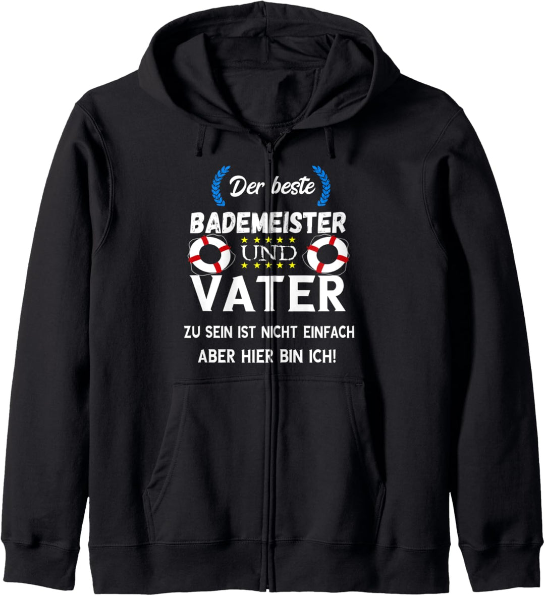 Bademeister Vater Schwimmbad Rettungsschwimmer Papa Spruch Kapuzenjacke