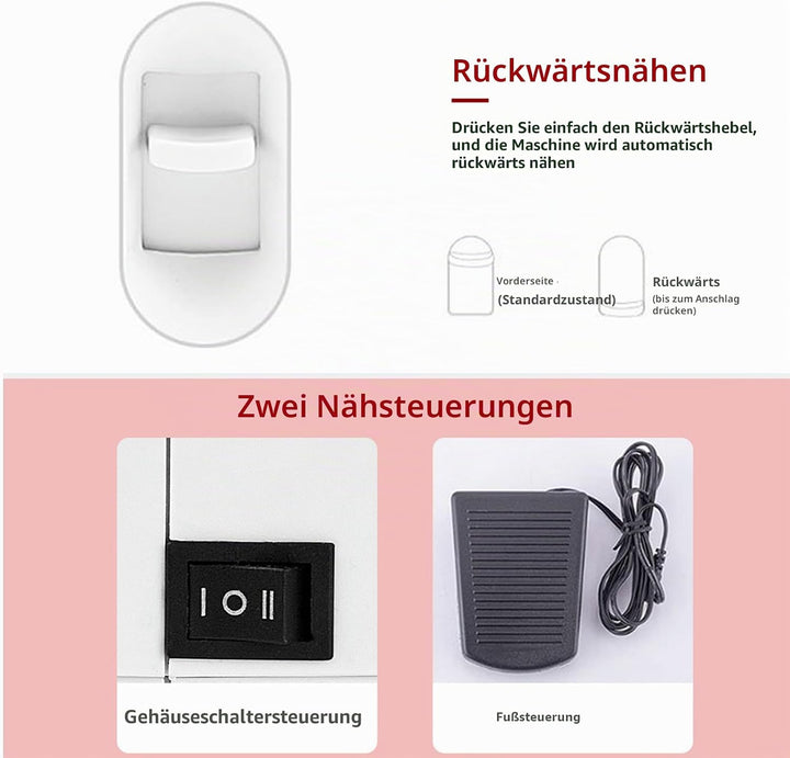 Outbit Nähmaschine für Anfänger 14 Stiche Nähmaschine mit Anschiebetisch Baumwollstoff und Nähset