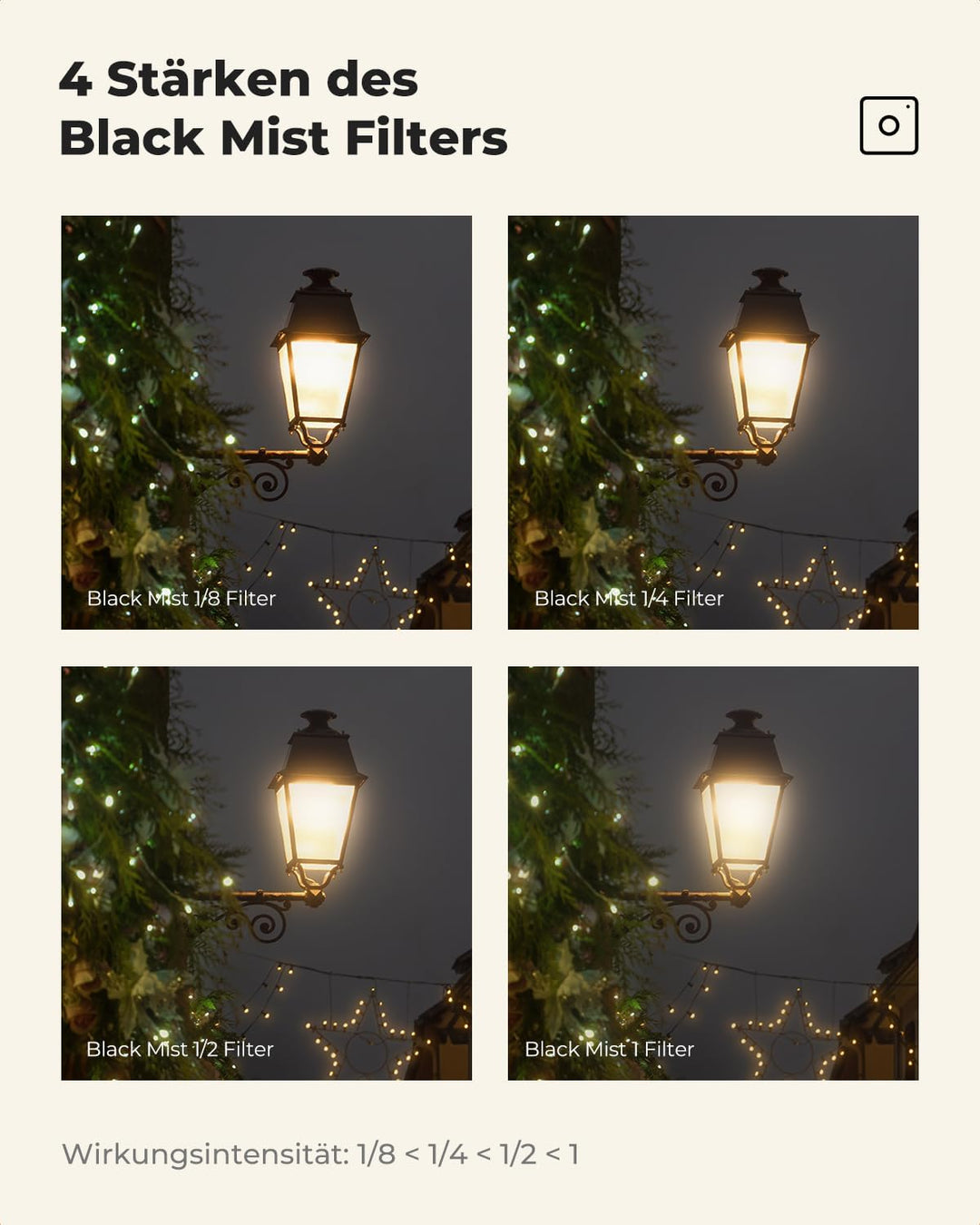 K&F Concept Nano-K Serie Black-Mist 1/2 Filter 77mm Black Promist 1/2 Filter aus Optisches Glas mit