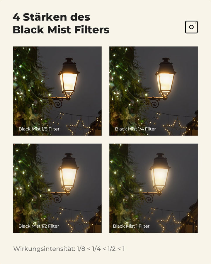 K&F CONCEPT 49 mm Black Diffusion 1/2 Filter Mist Cinematic Effect Filter mit 18 mehrschichtigen Bes