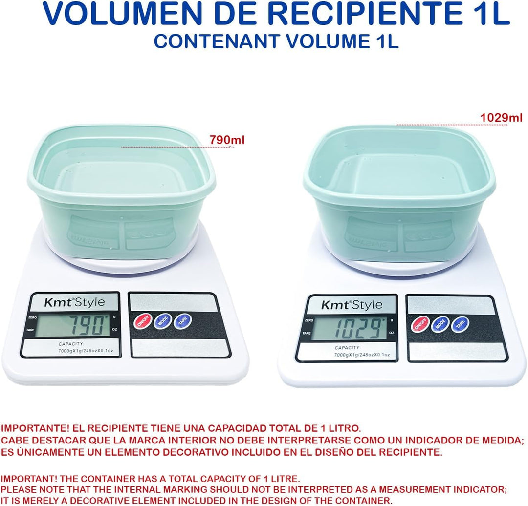 12er-Pack Lebensmittelbehälter, 1 l, runde Behälter aus Kunststoff, BPA-frei, mikrowellengeeignet, s