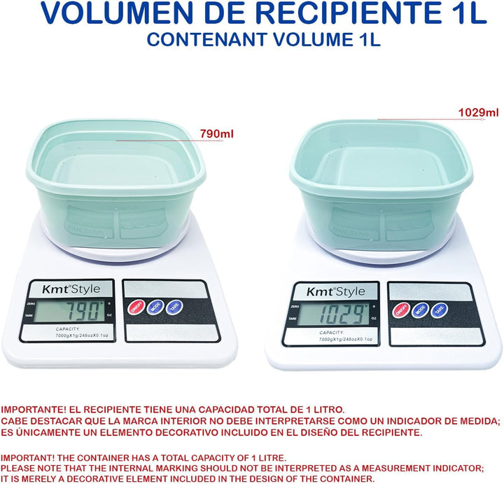 12er-Pack Lebensmittelbehälter, 1 l, runde Behälter aus Kunststoff, BPA-frei, mikrowellengeeignet, s
