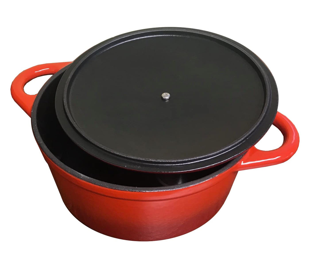 Baumalu - Runder Gusseisen-Bräter 24 cm in Rot-Gradient - Ideal zum Schmoren, Braten, Dämpfen - Für
