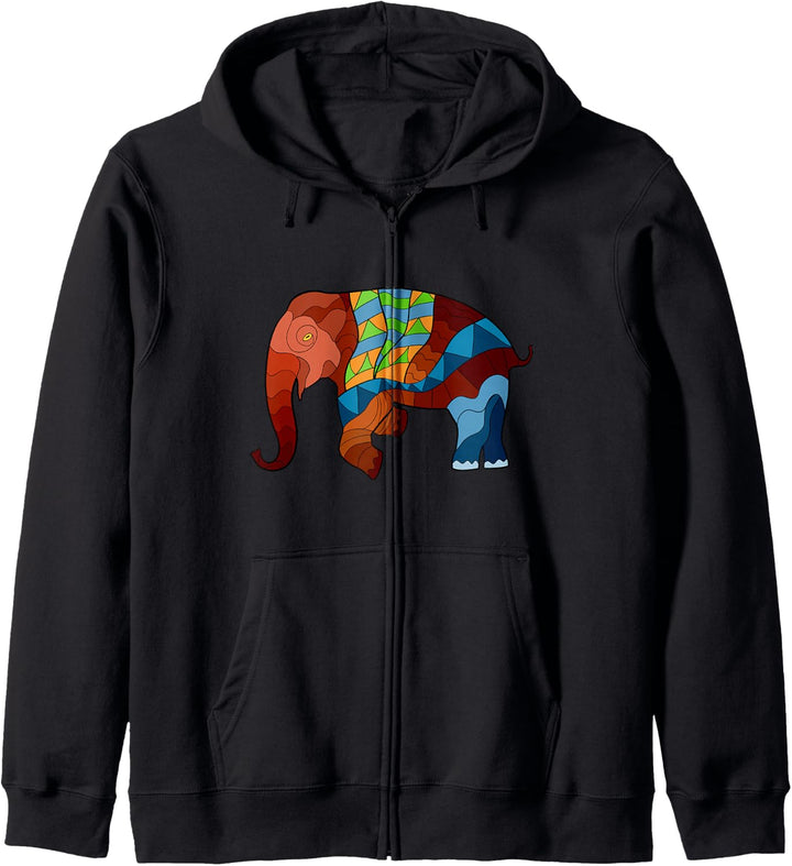 Elefanten I Bunter Indischer Elefant Kapuzenjacke