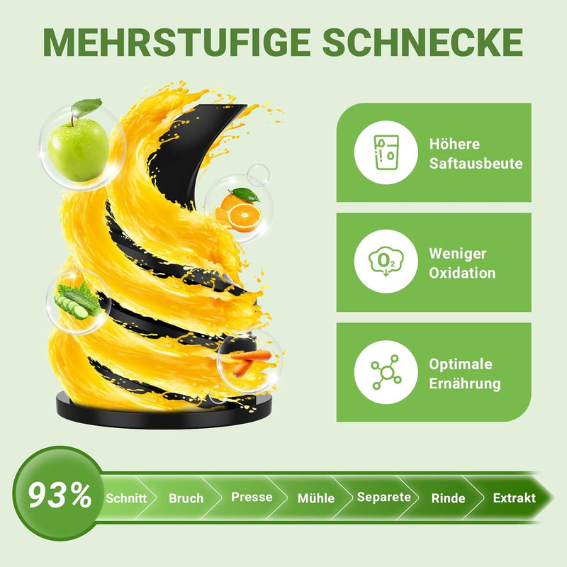 AMZCHEF Ganzfrucht Entsafter - 80MM grosse Öffnung Slow Juicer - Entsafter Gemüse und Obst Testsiege