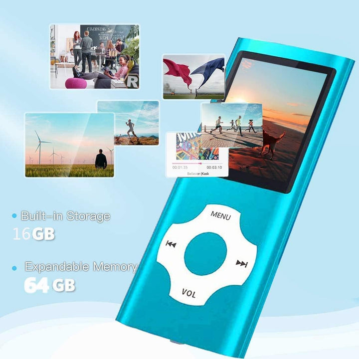 Hotechs MP3-Player/MP4-Player, MP3-Player mit 32 GB Speicherkarte, schlankes Design, digitales LCD-D
