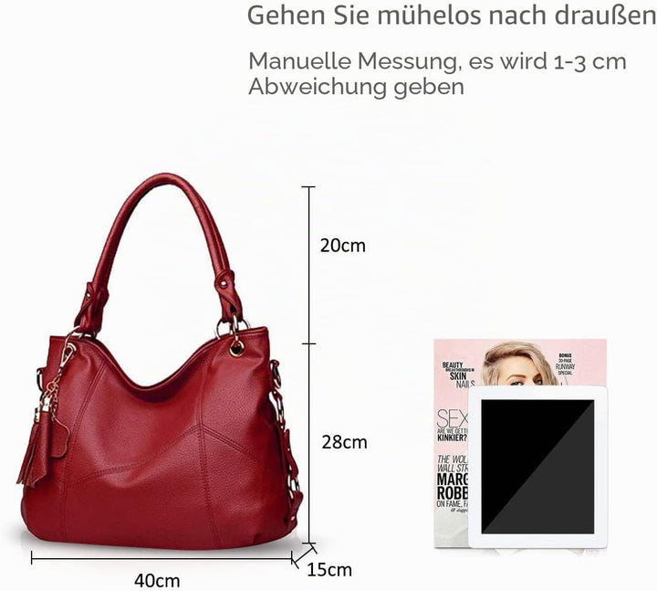 NICOLE & DORIS Damen handtasche Umhängetasche mit grosser Kapazität Weiche Ledertasche shopper Neue