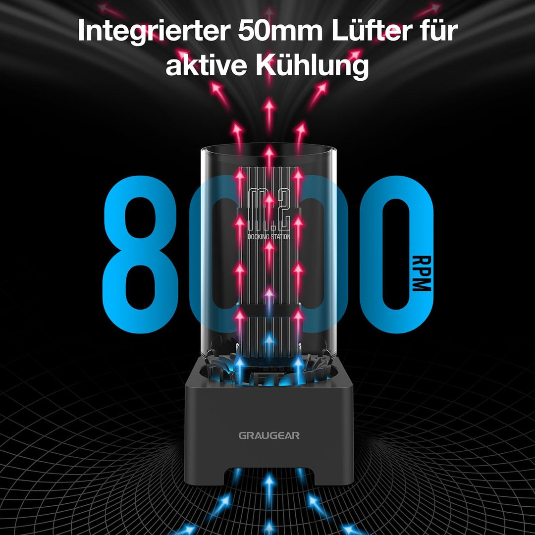 GRAUGEAR | M.2 NVMe SSD und NGFF SSD Docking-Station | RTL9210B für alle M.2 SSD | USB3.2 Gen2 10Gbi