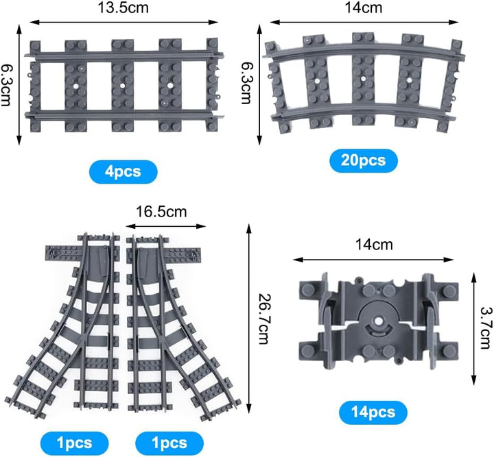 Bausteine Zug Schienen Set, 40 Stück City Eisenbahn Schienen for Train, Eisenbahn Schienen City Zug