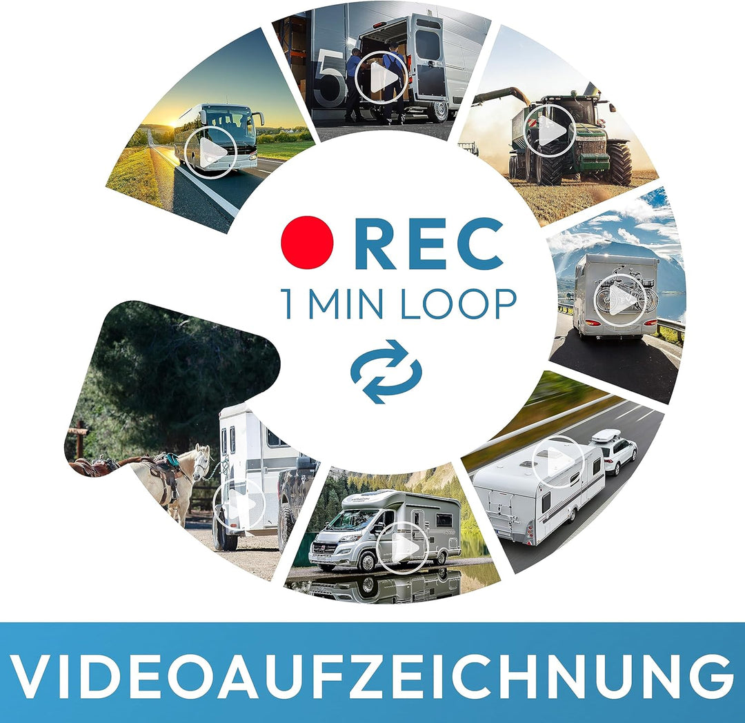 VSG24 7“ Element HD 2 Kameras Funk Rückfahrsystem Akku Magnet für Wohnmobil & LKW, KFZ Set kabellos