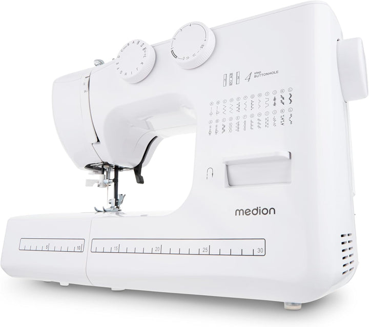 MEDION Freiarm-Nähmaschine SM60 (60 Watt, 60 verschiedene Stichmuster mit Knopflöchern, LED Nählicht