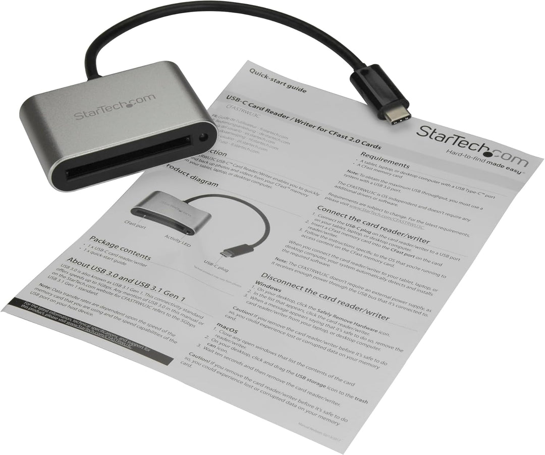StarTech.com USB 3.0 Kartenleser für CFast 2.0 Karten - USB-C - USB Powered - UASP USB 3.0 (USB-C) -