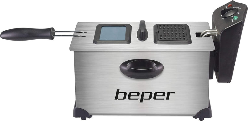 BEPER BC.353 Elektrische Fritteuse 3.5L aus Stahl, 2000 W, Temperatur bis 190°C, Stahlbehälter und F