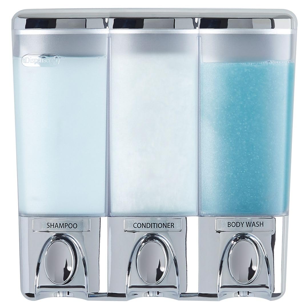 Better Living 3 Shampoo- und Seifenspender, 19 x 8,9 x 19 cm, Chrom 7.5" x 3.5" x 7.5 Chrome, 7.5" x