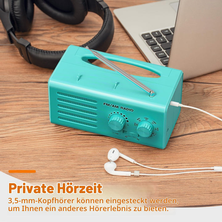 Transistorradio – AM FM Tragbares Radio mit Bestem Empfang, Eingebautem Lautsprecher, Kopfhöreransch