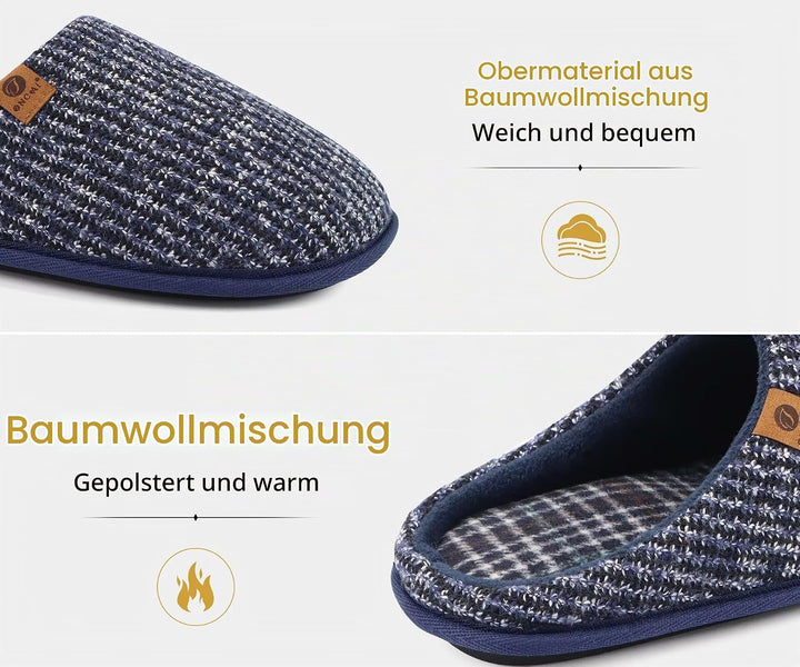 ONCAI Hausschuhe Herren Rückstellschaum Warme streifen Pantoffeln Flauschig Plüsch Gefüttert Mit Rut