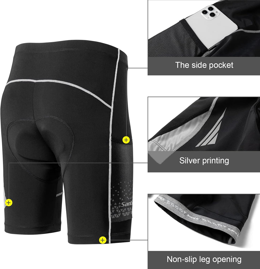 Santic Radlerhose Herren Kurz mit Sitzpolster Radhose Herren Kurz Fahrradhose Herren Gepolstert Rads
