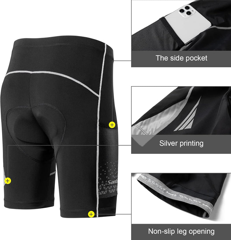 Santic Radlerhose Herren Kurz mit Sitzpolster Radhose Herren Kurz Fahrradhose Herren Gepolstert Rads