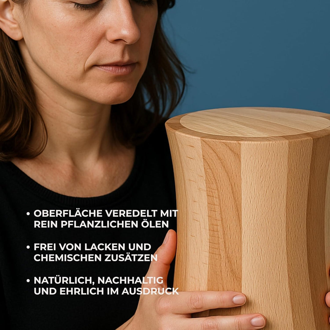 AROBA Handgefertigte Urne aus Buchenholz in Zylinderform – 5L Volumen für Menschliche Asche – Naturu